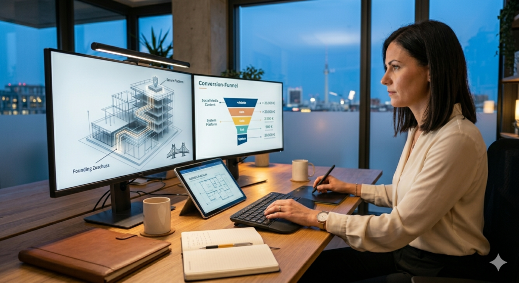 Business Engineerin beim TONNIKUM® für die rissfreie Existenzgründungsberatung von Marketing-VAs inklusive Finanzierungs-Statik und 100% AVGS-Förderung.