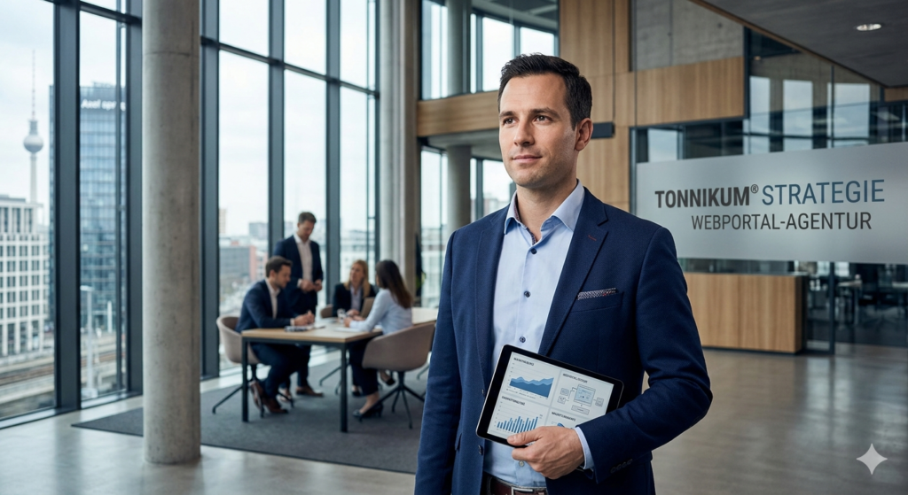 Business Engineer für Existenzgründungsberatung im Sektor Webportal-Agentur mit TONNIKUM® Strategie und Gründungszuschuss-Finanzierung.